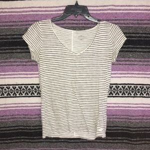 White and black striped,short sleeve,